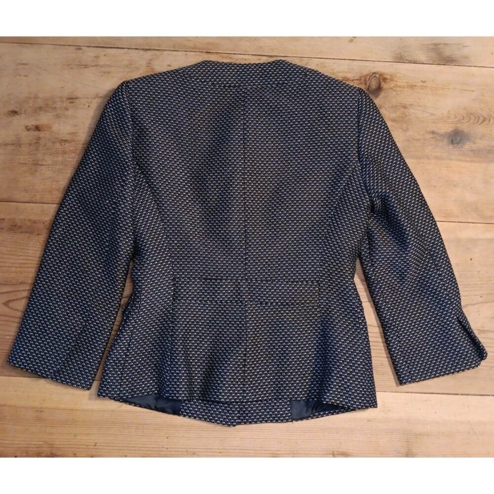 Alex Marie Blazer Jacket Womens 4 Black Tweed Cropped Lined Office Button Front - Picture 4 of 7